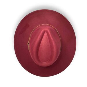 Burgundy Red Tall Teardrop Crown Wide Brim Rancher Fedora Hat NEW